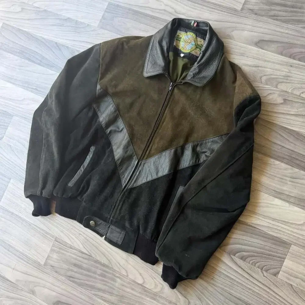 Vintage European Community Pelle Suede Bomber Jacket Large